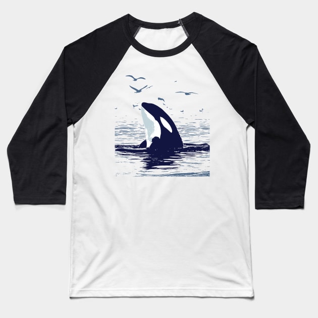 Whale Watcher Baseball T-Shirt by 